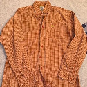Cinch Western Shirt Orange Size Small